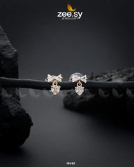 Crystal Bow Stud Earrings Golden - Zeesy Jewellery