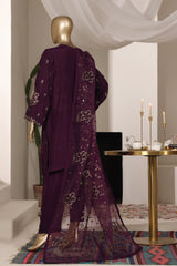 Khombi Stitched 3 Piece Raw Silk Formals Suit-Curl-Maroon