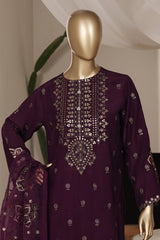 Khombi Stitched 3 Piece Raw Silk Formals Suit-Curl-Maroon