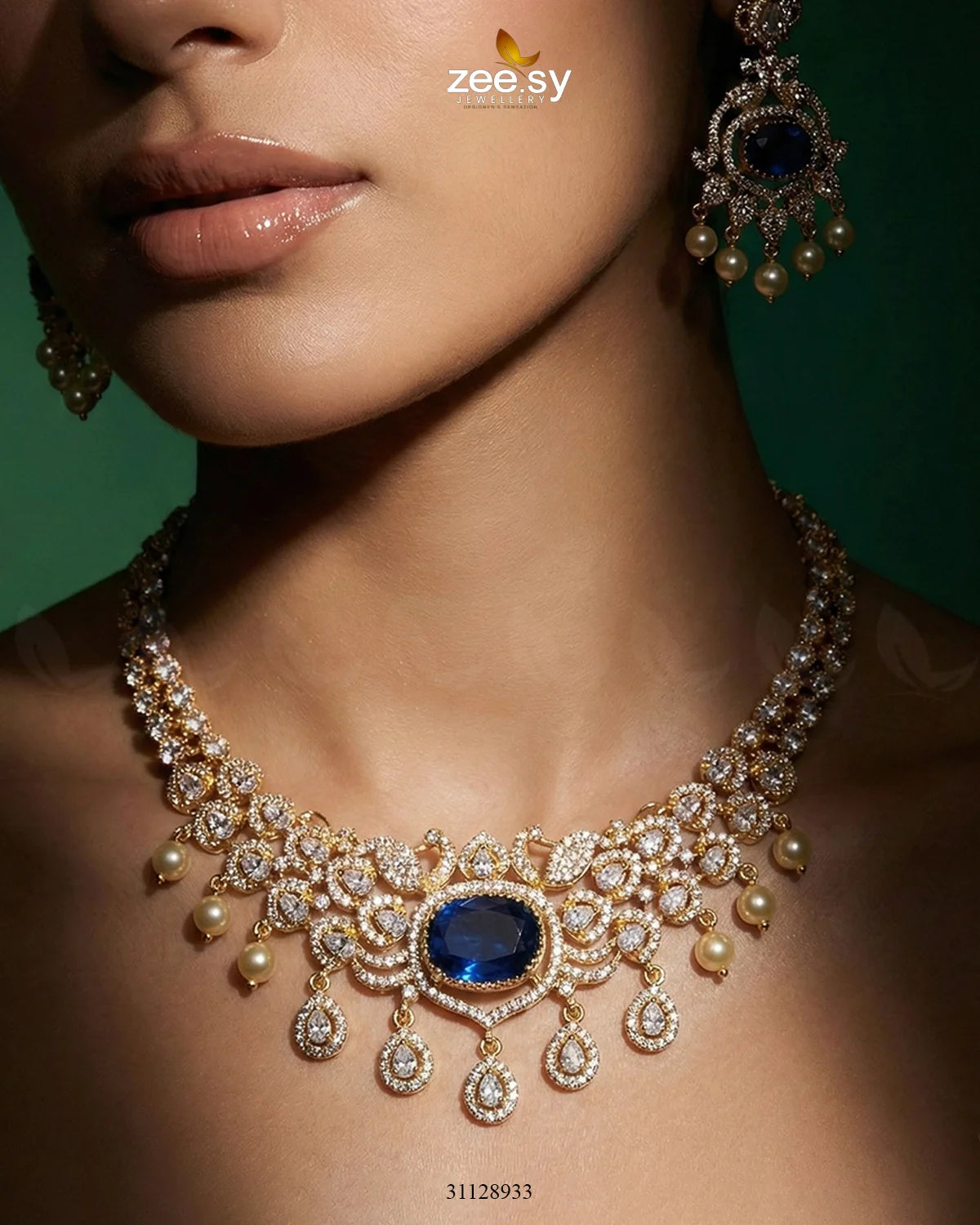 Customizable Radiance Floral Necklace Set - Zeesy Jewellery