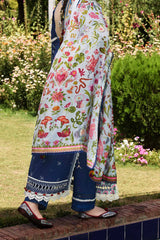 SS Lawn By Hussain Rehar Unstitched 3 Piece Emb Lawn Suit-Cyan