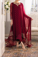 Eid Drop 1 By Azure Unstitched 3 Piece Ensembles Chiffon Suit-D-01-Garnet Glam
