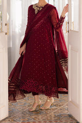 Eid Drop 1 By Azure Unstitched 3 Piece Ensembles Chiffon Suit-D-01-Garnet Glam