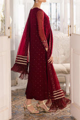 Eid Drop 1 By Azure Unstitched 3 Piece Ensembles Chiffon Suit-D-01-Garnet Glam