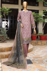 HZ Unstitched 3 Piece Premium Printed Jacquard Suit-D-01-Lilac