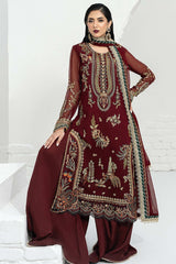 Savoir By Sahane Unstitched 3 Piece Luxury Formals Suit-D-02-Rouge