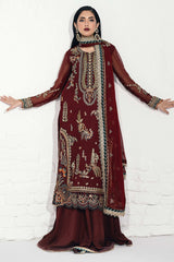 Savoir By Sahane Unstitched 3 Piece Luxury Formals Suit-D-02-Rouge