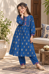 Aroob Stitched Co Ords Summer Suit-D-0252 BLUE