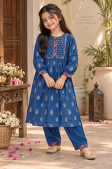 Aroob Stitched Co Ords Summer Suit-D-0252 BLUE