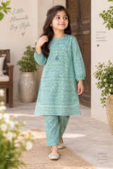 Aroob Stitched Co Ords Summer Suit-D-0276 GREEN