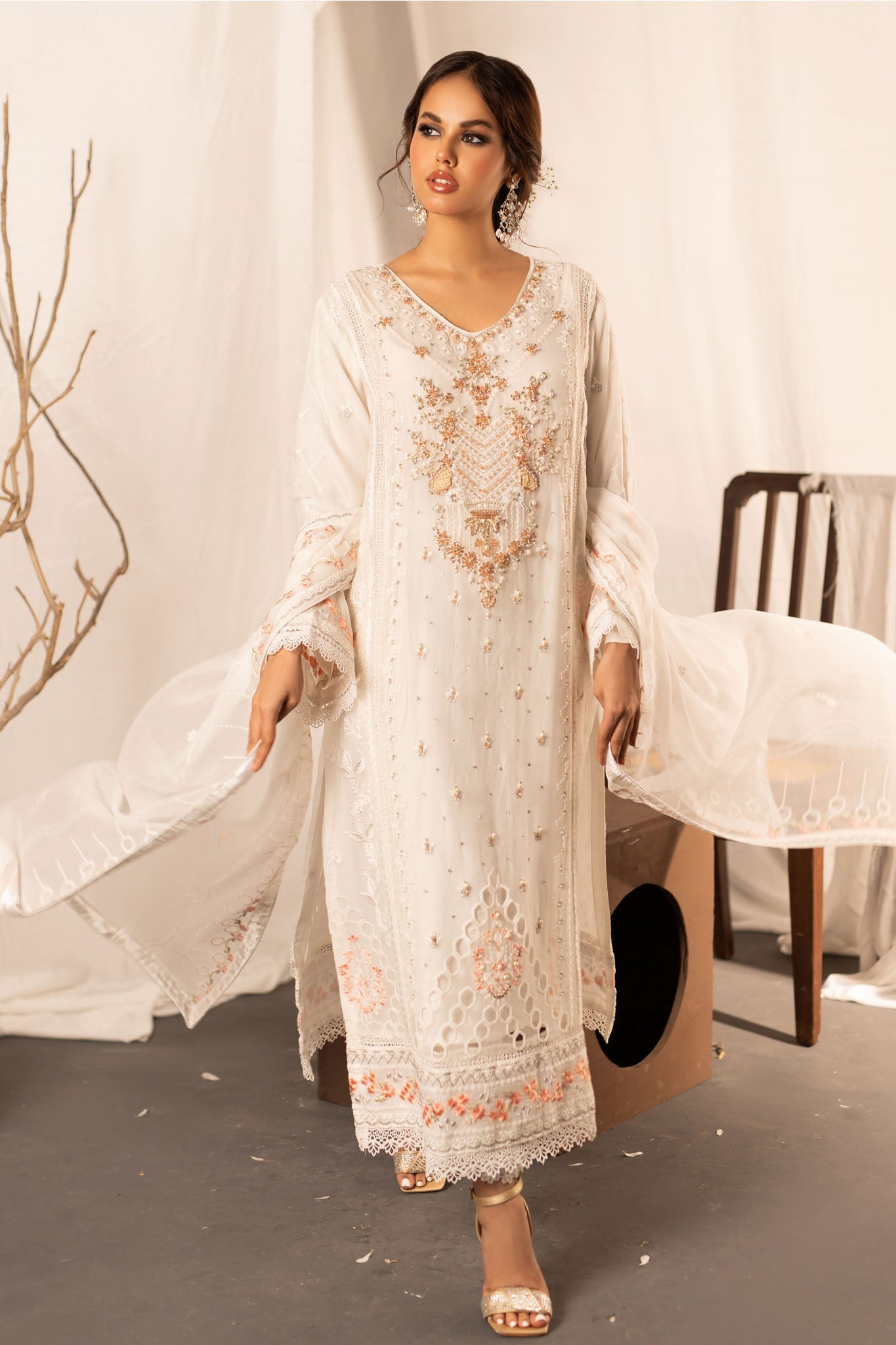 Dastan By Guzel Stitched 3 Piece Luxury Formals Collection'2024-D-03-Safaidah