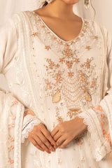 Dastan By Guzel Stitched 3 Piece Luxury Formals Suit-D-03-Safaidah
