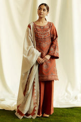 Coco By Zara Shah Jahan Unstitched 3 Piece Winter Suit-D-04-B-Topaz