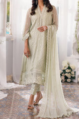 Eid Drop 1 By Azure Unstitched 3 Piece Ensembles Chiffon Suit-D-04-Enchanted Moss