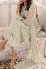 Eid Drop 1 By Azure Unstitched 3 Piece Ensembles Chiffon Suit-D-04-Enchanted Moss