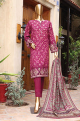 HZ Unstitched 3 Piece Premium Printed Jacquard Suit-D-04-Magenta