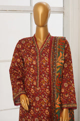 Bin Saeed Stitched 3 Piece Exclusive Cotton Vol-02 Suit-WC-1072-Rust