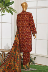 Bin Saeed Stitched 3 Piece Exclusive Cotton Vol-02 Suit-WC-1072-Rust
