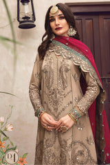 Maria B Sateen Unstitched 3 Piece Embroidered Suit-CST-504
