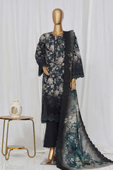 Sada Bahar Stitched 3 Piece Laser Cutwork Chikankari Vol-01 Suit-D-07-B-Black