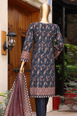 HZ Unstitched 3 Piece Premium Printed Jacquard Suit-D-07-Black