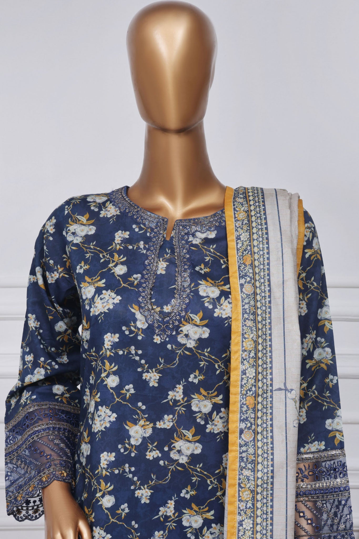 Malika by Sada Bahar Stitched 3 Piece Emb Festive Collection'2025-D-4085-Blue