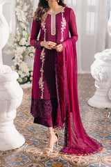 Eid Drop 1 By Azure Unstitched 3 Piece Ensembles Chiffon Suit-D-08-Merlot Muse