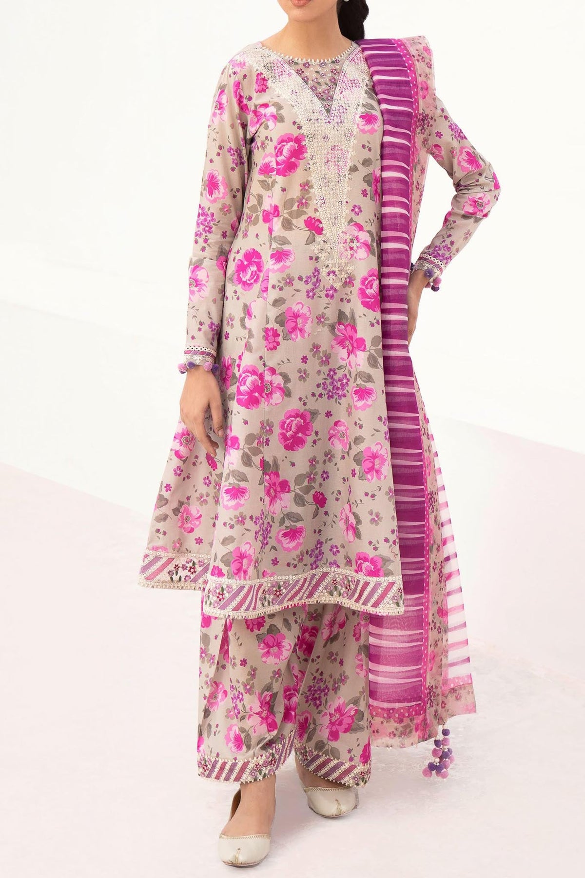 Delia By Jazmin Unstitched 3 Piece Luxury Emb Lawn Collection'2024-D-08