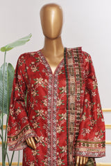 Bin Saeed Stitched 3 Piece Open Front Cutwork Kari Suit-SM-2109-Red