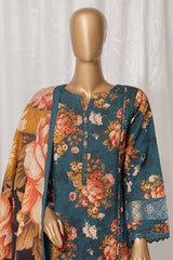 Rania By Sada Bahar Stitched 3 Piece Emb Khaddar Vol-01 Suit-D-10-Teal