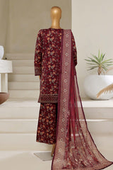 Malika By Sada Bahar Stitched 3 Piece Emb Festive Vol-04 Suit-D-1019-Falsa