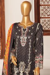 Sada Bahar Stitched 3 Piece Emb Summer Lawn Suit-D-1048-Black