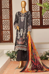 Sada Bahar Stitched 3 Piece Emb Summer Lawn Suit-D-1048-Black