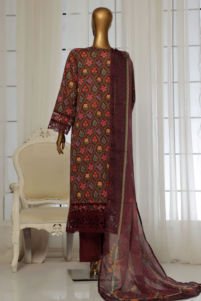 Sada Bahar Stitched 3 Piece Festive Emb Lawn Vol-02 Collection'2025-D-105-Brown