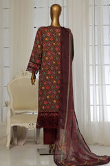 Sada Bahar Stitched 3 Piece Festive Emb Lawn Vol-02 Collection'2025-D-105-Brown