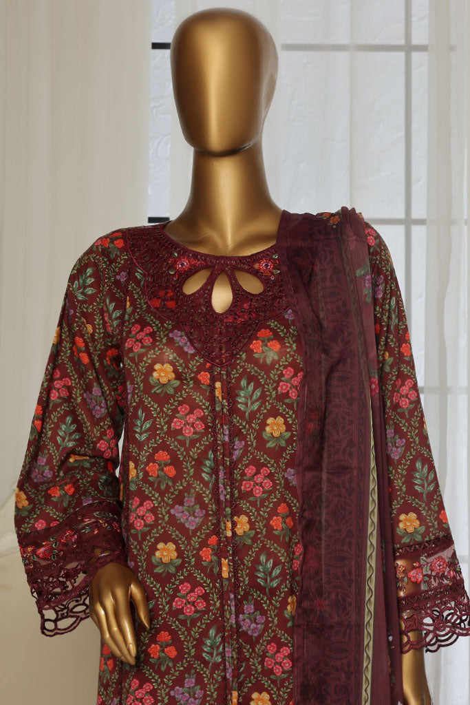 Sada Bahar Stitched 3 Piece Festive Emb Lawn Vol-02 Collection'2025-D-105-Brown