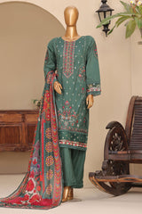 Sada Bahar Stitched 3 Piece Premium Emb & Printed Lawn Suit-D-1060-Teal