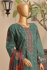 Sada Bahar Stitched 3 Piece Premium Emb & Printed Lawn Suit-D-1060-Teal