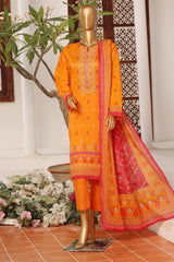 Sada Bahar Stitched 3 Piece Emb Summer Lawn Suit-D-11455-Orange