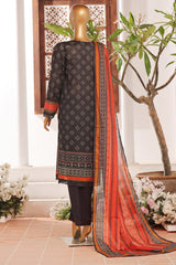 Sada Bahar Stitched 3 Piece Emb Summer Lawn Suit-D-11491-Black