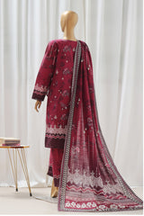 Sada Bahar Stitched 3 Piece Printed Khaddar Vol-02 Suit-D-15-Maroon