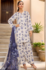 Sada Bahar Stitched 3 Piece Printed Lawn With Farshi Shalwar Suit-D-231-White