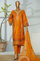 Bin Saeed Stitched 3 Piece Luxury Emb Lawn Suit- D-2759 MUSTARD