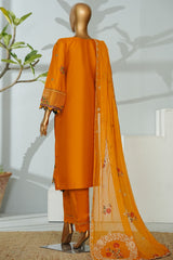 Bin Saeed Stitched 3 Piece Luxury Emb Lawn Suit- D-2759 MUSTARD
