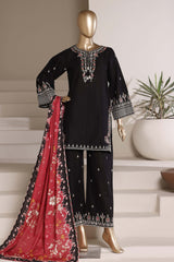 Eclair By Sada Bahar Stitched 3 Piece Emb Lawn Suit-D-264-BLACK