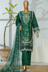 Bin Saeed Stitched 3 Piece Luxury Emb Lawn Suit-D-2701 GREEN
