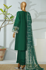 Bin Saeed Stitched 3 Piece Luxury Emb Lawn Suit-D-2701 GREEN