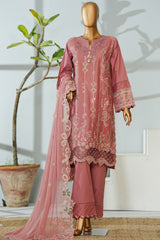 Bin Saeed Stitched 3 Piece Luxury Emb Lawn Suit-D-2702 PINK