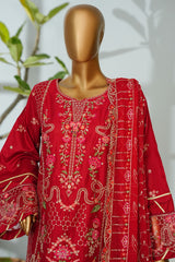 Bin Saeed Stitched 3 Piece Luxury Emb Lawn Suit-D-2704 RED