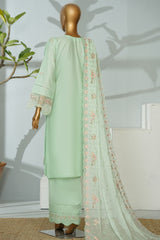 Bin Saeed Stitched 3 Piece Luxury Emb Lawn Suit-D-2706 GREEN